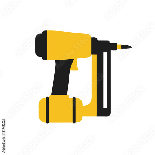 Yellow and Black Electric Nail Gun or Stapler Icon for Construction and Woodworking Projects, a Modern Power Tool for Efficient Building and DIY Tasks Vector Illustration