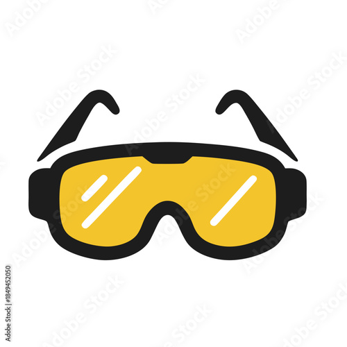 Futuristic VR headset with yellow lenses, symbolizing virtual reality technology and entertainment