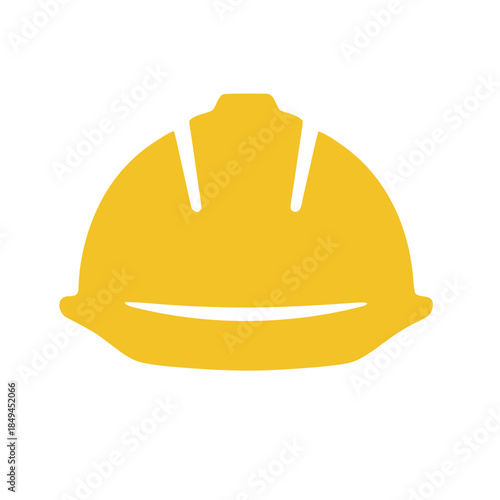 Essential yellow safety hard hat vector icon, representing construction, industry, and worker protection. A clean, minimalist graphic for occupational health and safety symbols