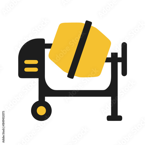 Industrial concrete mixer icon for construction projects and heavy machinery illustration