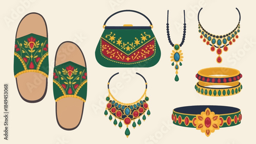 Vibrant Indian traditional jewelry and accessories collection