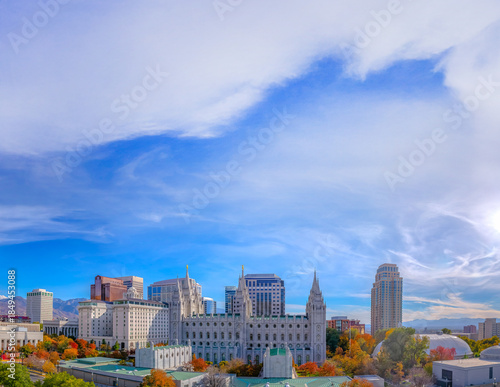 Panorama of downtown Salt Lake City from roof