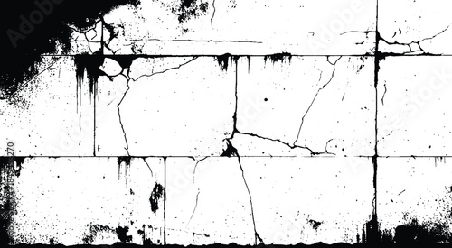 High-Resolution Cracked Wall Texture on White Background with Distressed Grunge Surface – Isolated Abstract Crack Pattern for Creative Design and . Background Wall with Realistic Cracks. Vector eps10