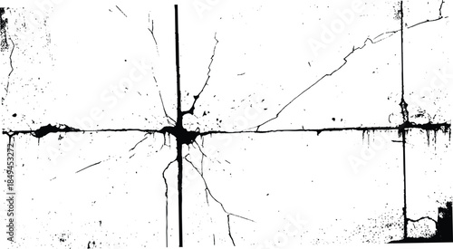 High-Resolution Cracked Wall Texture on White Background with Distressed Grunge Surface – Isolated Abstract Crack Pattern for Creative Design and . Background Wall with Realistic Cracks. Vector eps10