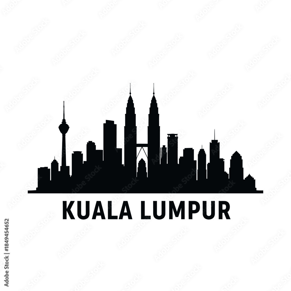 Obraz premium Kuala Lumpur Skyline Silhouette - Cityscape Vector Illustration.