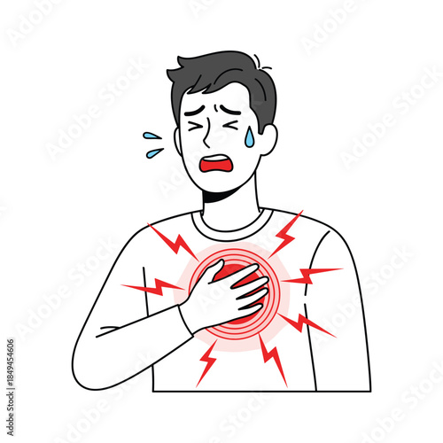 Man Experiencing Chest Pain Illustration