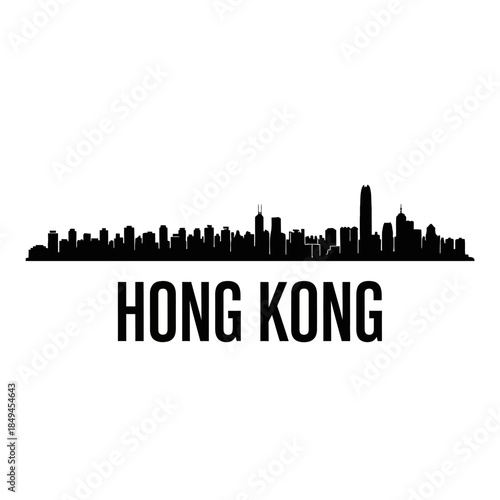 Hong Kong city skyline silhouette vector graphic illustration.