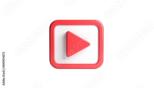 Free Download Red and white 3D play button icon on a black background, with rounded corners - GFXLoad