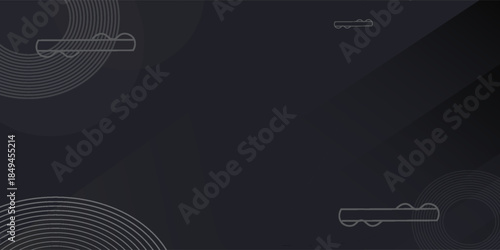 Geometric decorative background in Asian style for web, app, landing. Modern dynamic editable abstract geo different shapes such gold lines, semicircle in random order. Minimalist dark wallpaper.
