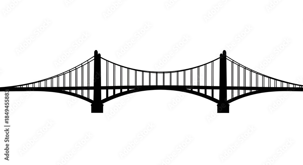 Obraz premium Illustrated suspension bridge