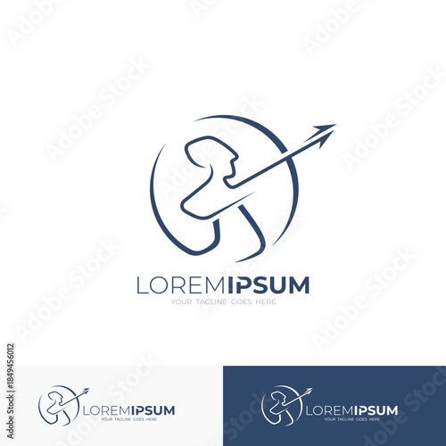 logo of an archer aiming at a target, simple design template