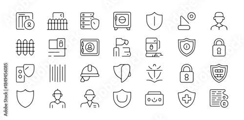 Set of 30 padlock line icons lock and security outline vector icons for web and mobile