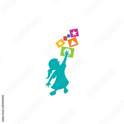 logo of a girl who is very happy playing and learning