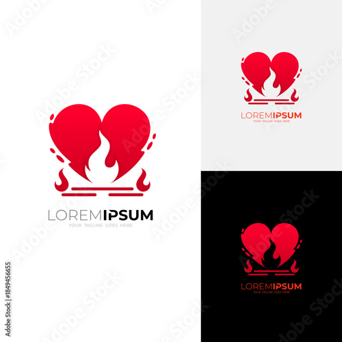 Lone logo and flame design vector, red color, unity logos