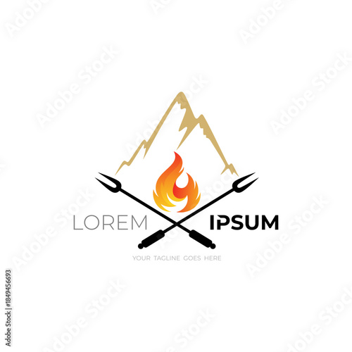 Mountain and camping activity logo with a simple appearance