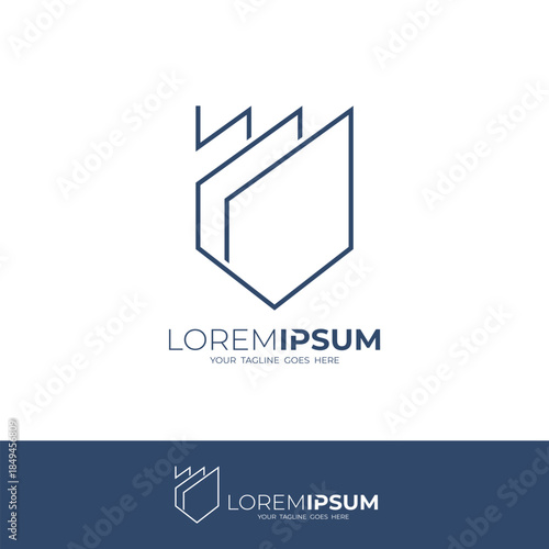 Shield logo with line design vector, security design simple