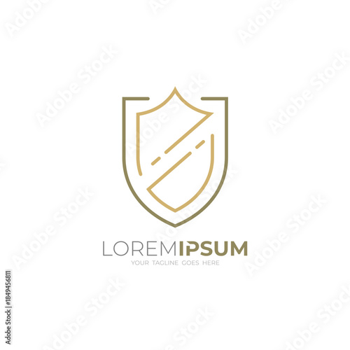 Abstract shield logo with line style design template, security
