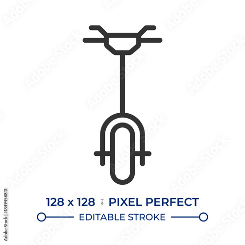 Scooter pixel perfect line icon. Electric scooter sharing. Environmentally friendly urban vehicle. Transport. Isolated vector illustration. Outline symbol. Simple linear drawing. Editable stroke