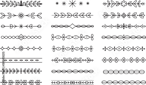 Set of decorative calligraphic design elements ornamental dividers hand drawn borders and frames