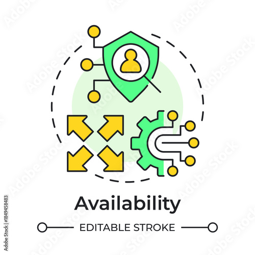Availability multi color concept icon. Data privacy, process management. Business system. Round shape line illustration. Abstract idea. Graphic design. Easy to use in brochure, booklet