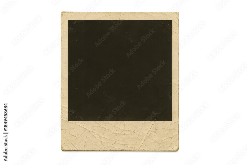 Fototapeta premium Vintage instant film frame with crumpled texture for instant memory and nostalgia concept on transparent background