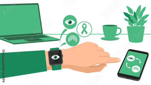 A person interacting with a mobile device showcasing modern telehealth services and wellness tracking