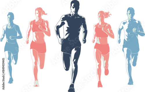 WebSilhouettes of five diverse, energetic young people captured mid-dance, showcasing joyful movement, youthful fun, and lively celebration against a white background