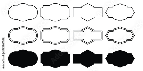 Set of vintage frames, banners, shapes and labels.