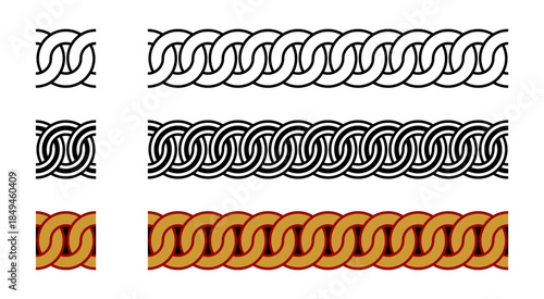 Interconnected Circles Seamless Pattern Frame Border Decorative Vector Illustration