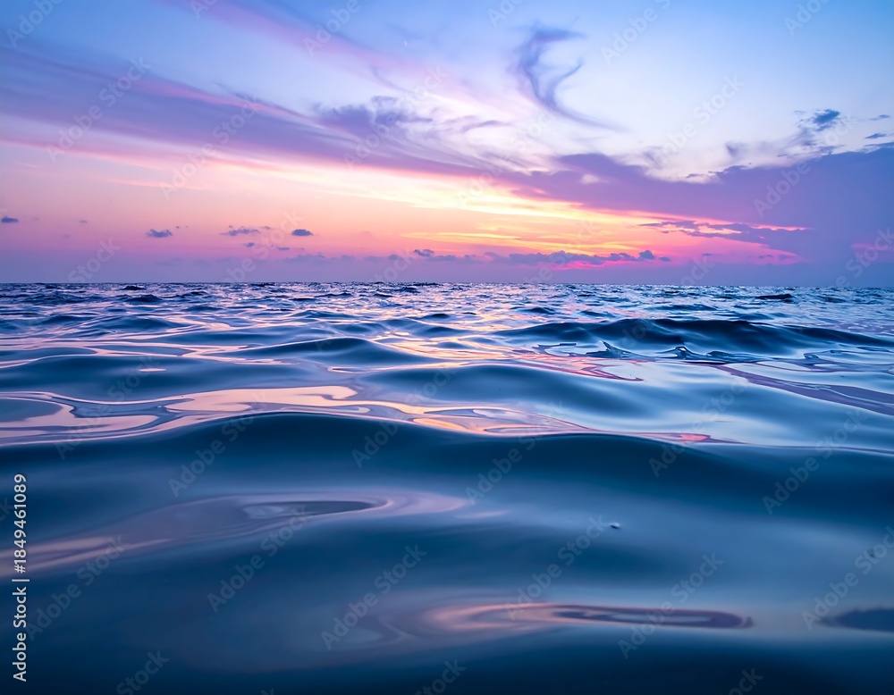 Obraz premium Beautiful ocean waves under a colorful sunset sky