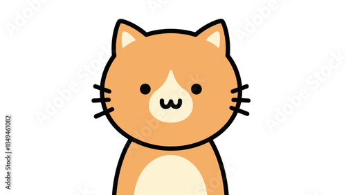 Cute cartoon orange cat with white chest and paws, simple illustration