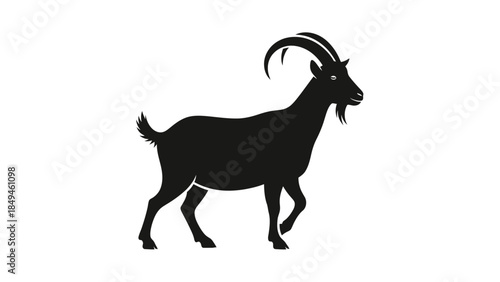 A Silhouette of a Majestic Goat Standing Proudly with Curled Horns