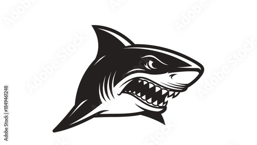 Fierce Shark Head Icon, Symbolizing Power and Danger