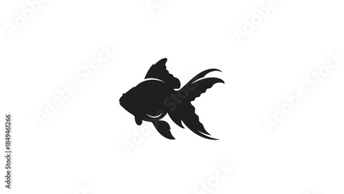 Elegant silhouette of a goldfish, a graceful aquatic creature swimming in serene waters, captured in a minimalist design