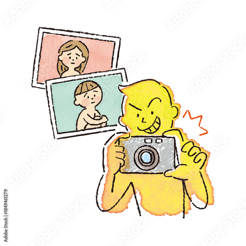 児童虐待（盗撮）への注意喚起を表現した啓発イラスト