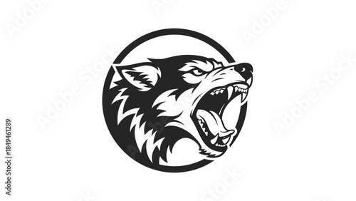 Fierce Wolf Head Emblem, A Symbol of Power and Wildness