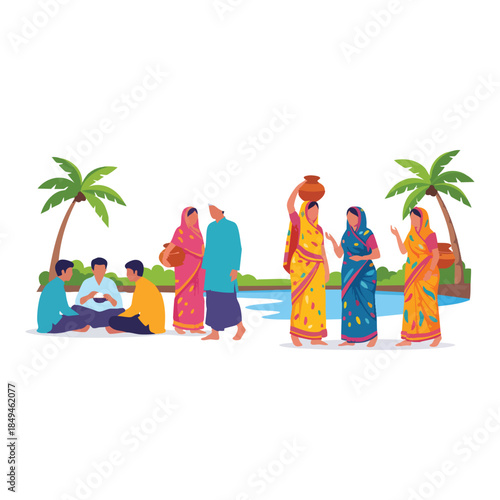 village, people, rural, life, community, gathering, traditional, asian, indian, bengali, culture, daily life, social, outdoor, nature, farmers, women, men, group, interaction, lifestyle, folk, pond, p