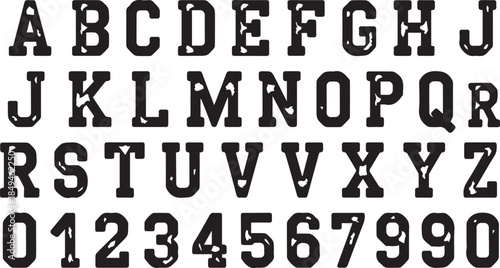 Stencil Font Alphabet & Number Set – Bold Industrial A-Z and 0-9 Characters for Signage and Vintage Design