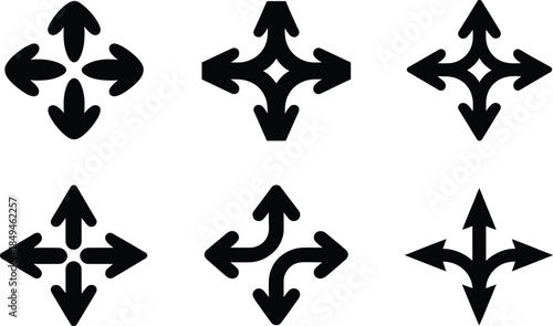 Collection of Black Arrows Indicating Direction and Movement
