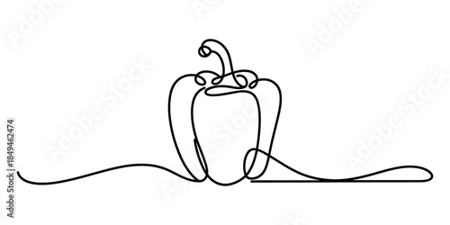 A minimalist single-line illustration of a bell pepper, perfect for simple designs Vector, illustration