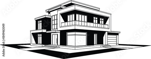 Victorian and Queen Anne House Vector Line Art Set, Featuring Detailed Front Facades, Turrets, Dormer Windows, and Columns, Ideal for Historical Architecture and Restoration Projects.