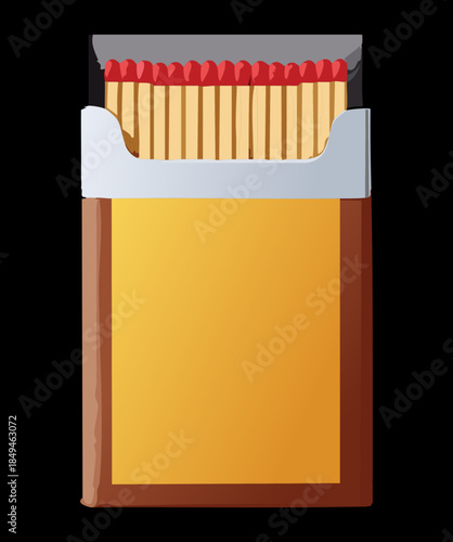 Matchbox for camping and outdoor fire starting adventure theme concept digital art design illustration