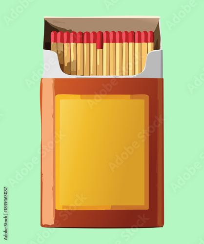 Matchbox for camping and outdoor fire starting adventure theme concept digital art design illustration