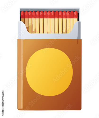 Matchbox for camping and outdoor fire starting adventure theme concept digital art design illustration
