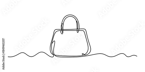 A simple one line drawing of a handbag Vector, illustration