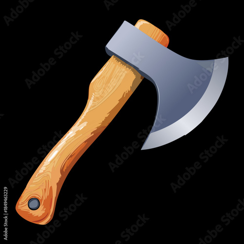 Sharp steel camping axe with a rustic wooden handle for outdoor wood chopping and survival adventure gear equipment