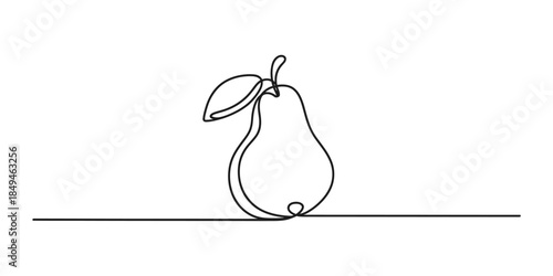 Single line drawing of a pear on a plain white background Vector, illustration