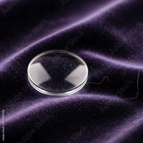 Macro Close-up of a Lens on Deep Velvet Surface, Abstract Materiality
