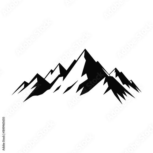 Jagged Mountain vector. A mountain silhouette vector illustration. Hiking, range, travel and landscape icon. Vector illustration.