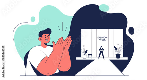 Man Clapping Hands in Front of Screen.